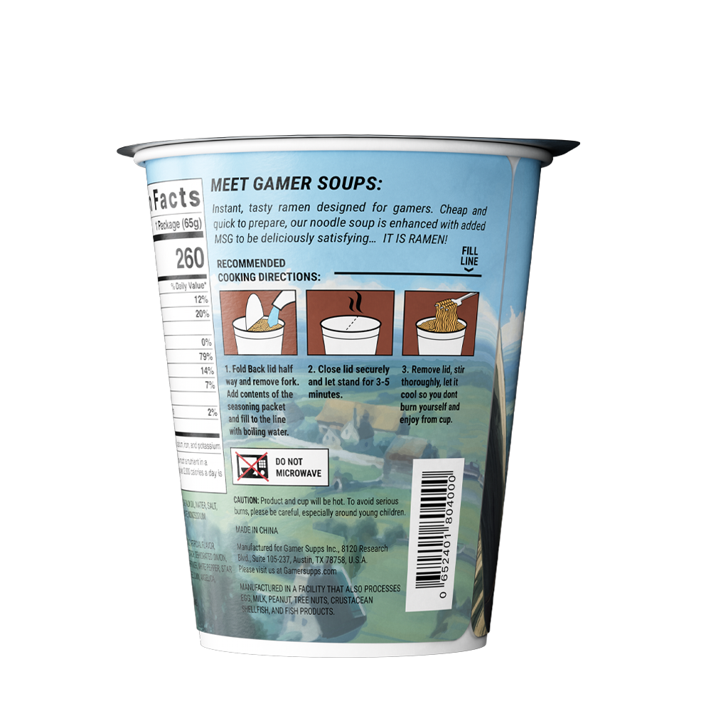 Gamer Soups Instant Noodles - Beef (Single Cup) - Gamer Supps