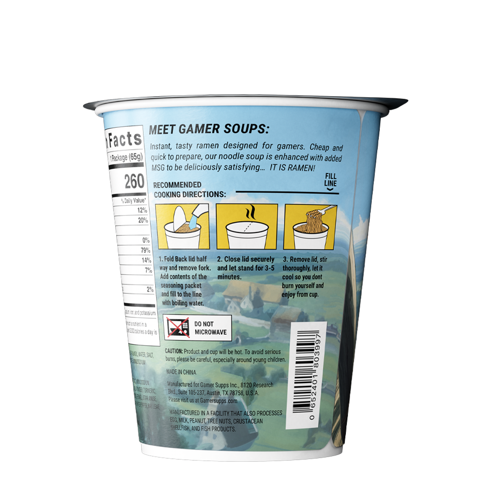 Gamer Soups Instant Noodles - Curry (Single Cup) - Gamer Supps